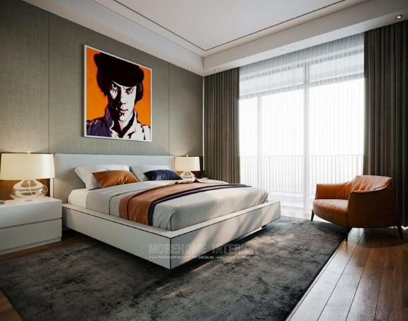 Tranh canvas treo tường sáng tạo tạo điểm nhấn độc đáo cho thiết kế phòng ngủ Thiết kế nội thất biệt thự